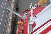 Blick von der Steuerbordnock auf die Gangway