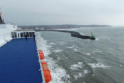 Blick nach achtern beider Hafenausfahrt in Hirtshals