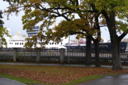 Blick durch den herbstlichen Park zur Nordstjernen